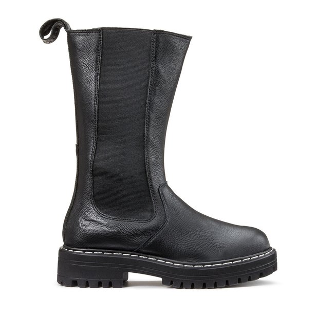 Bottines chelsea cuir montantes noir <span itemprop=