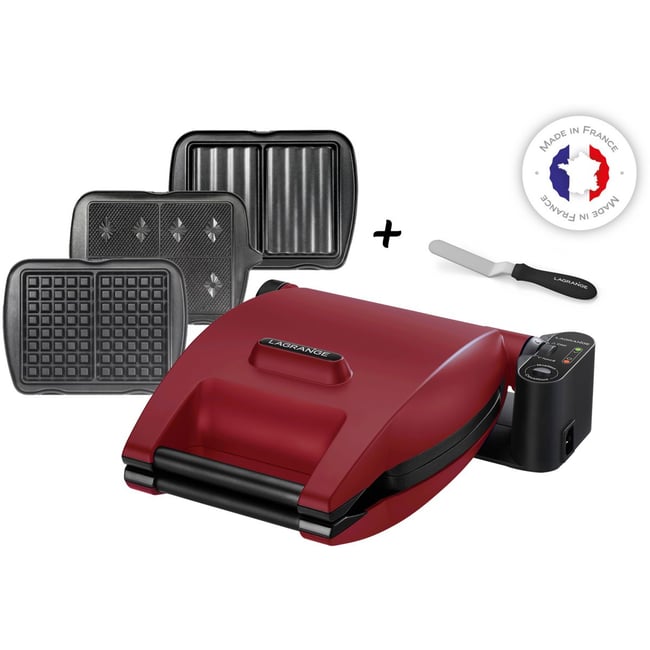 Croque, gaufrier, gaufrette Premium Gaufres Rouge Mat - Spatule rouge <span itemprop=