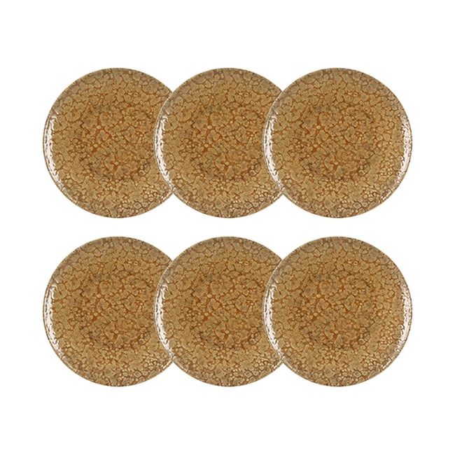 Lot de 6 assiettes plates 26cm en grès, NATURA Couleur jaune <span itemprop=