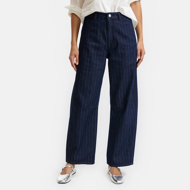 Striped Wide Leg Barrel Jeans blue striped LA REDOUTE COLLECTIONS