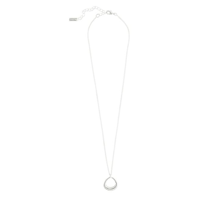 Collier à pendentif goutte d'eau ouvert argenté <span itemprop=