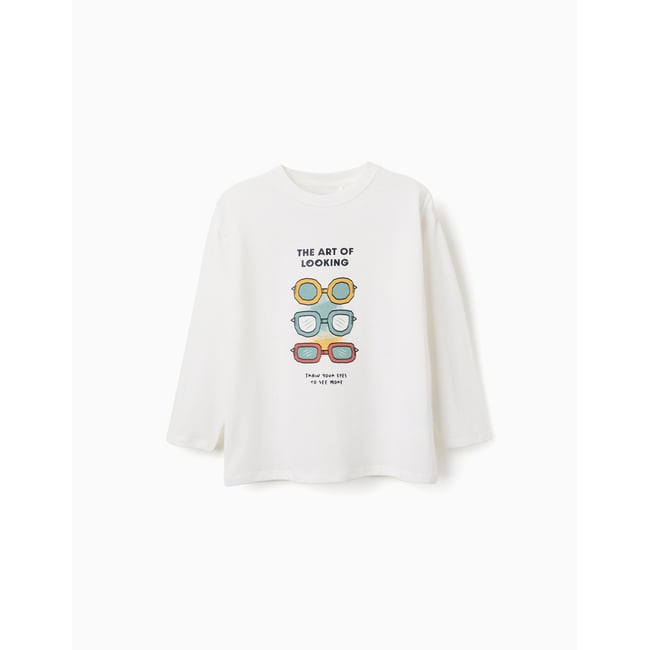 T-shirt en coton à manches longues avec imprimé Art of Looking - ZIPPY