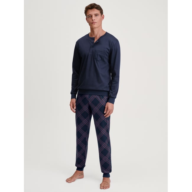 Pyjama avec bords élastiques manches longues Coton RELAX COMFY saphir foncé <span itemprop=