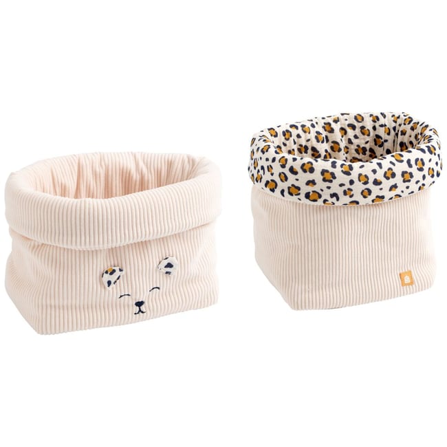 Lot de 2 paniers de rangement Couleur ecru, marron, noir <span itemprop=