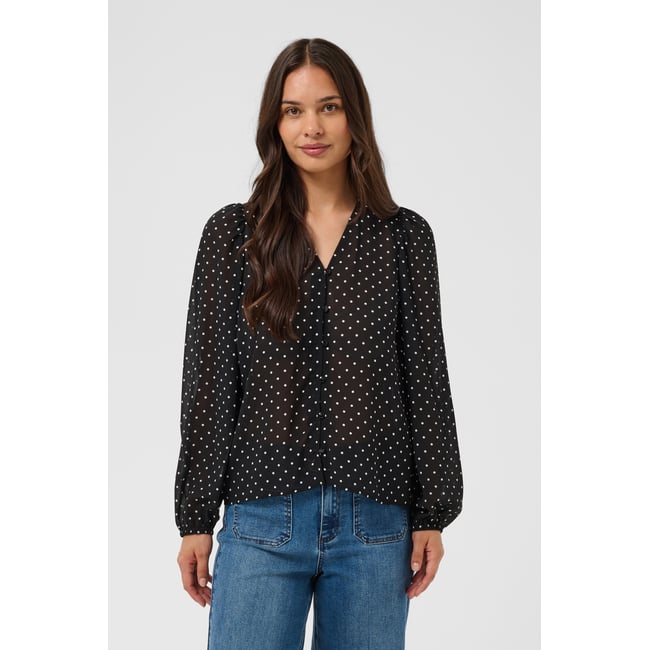 Á manches longues noir black w. white dot <span itemprop=