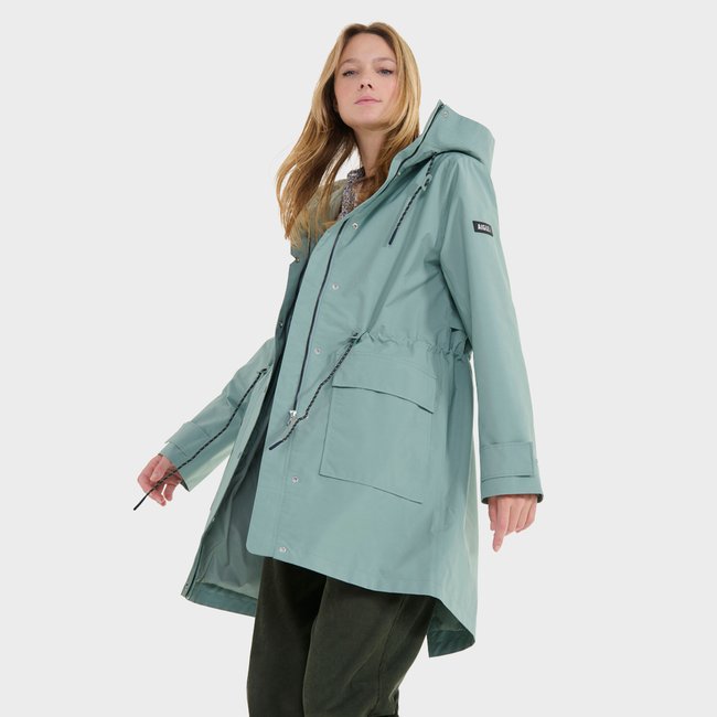 Parka imperméable à capuche bleu clair <span itemprop=