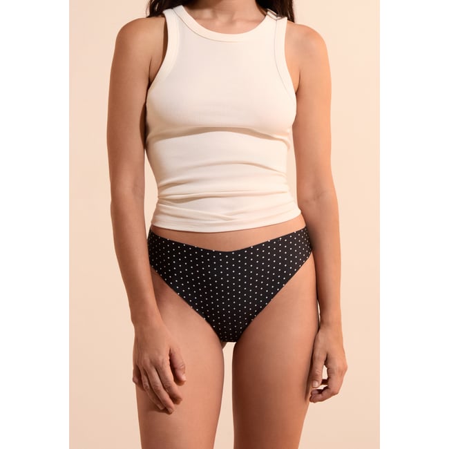 Tanga en microfibre sans couture à motifs CONFORT PRINT2 noir <span itemprop=