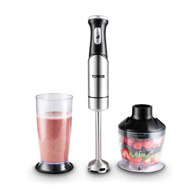 3-in-1 1200W Hand Blender - T12099, silver-coloured, TOWER
