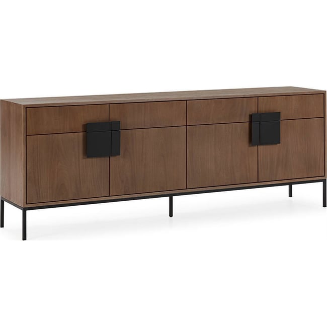 Buffet en bois d'orme et métal Couleur noyer, noir mat <span itemprop=