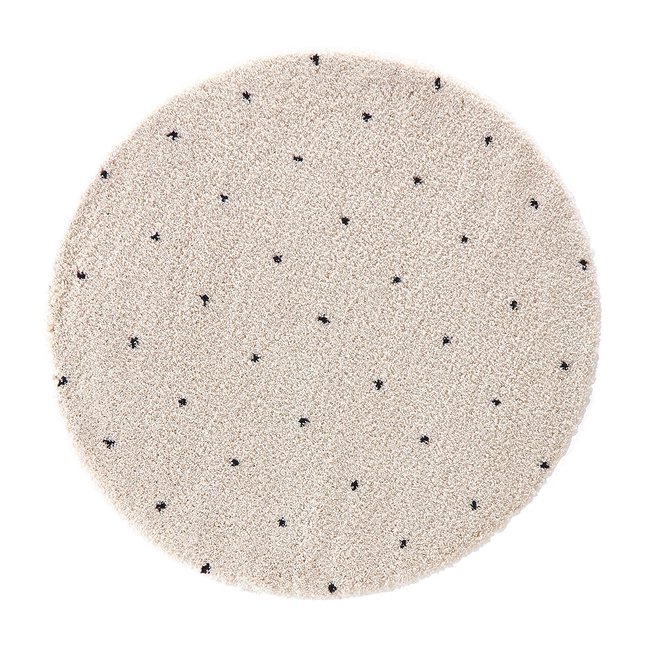 Alfombra redonda de lunares de estilo bereber Ava blanco/negro <span itemprop=