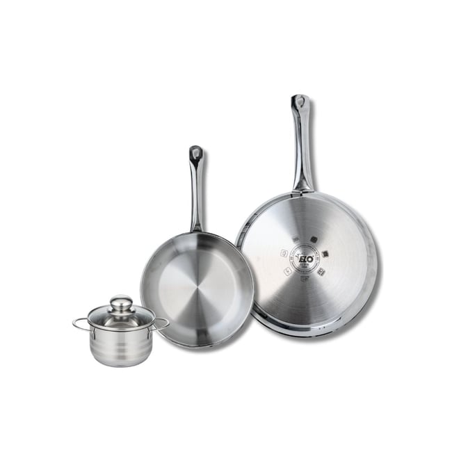Batterie 2 poêles 24/28cm + 1 faitout 12cm PROFI BRILLANT gris <span itemprop=