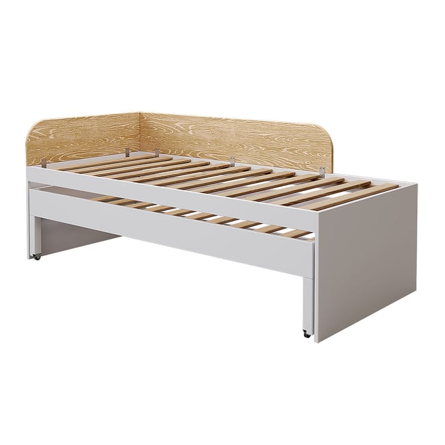 Lit gigogne Bois massif  NOHA Couleur blanc et bois <span itemprop=