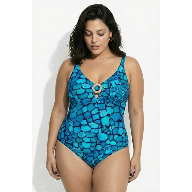 Maillot de bain à bonnets souples bleu foncé <span itemprop=