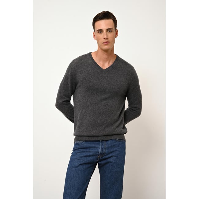 Pull Col V  Anthracite Chiné Walt gris anthracite chiné <span itemprop=