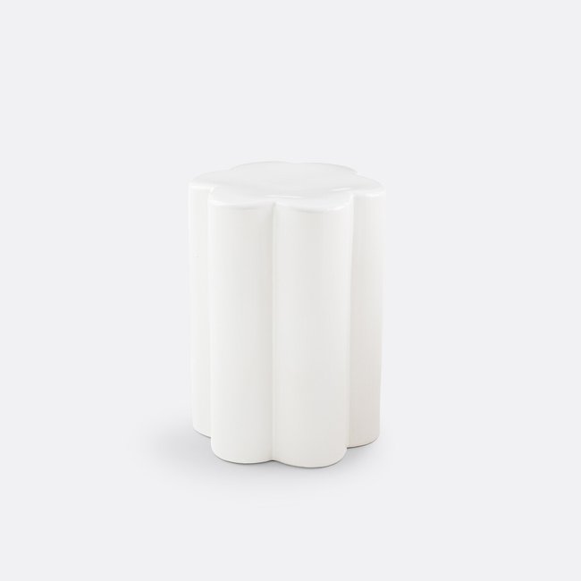 Mesita rinconera con forma de flor de cerámica Jelly blanco <span itemprop=