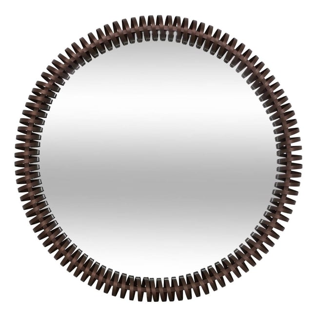 Miroir rond en métal BARREL Couleur marron tonka <span itemprop=