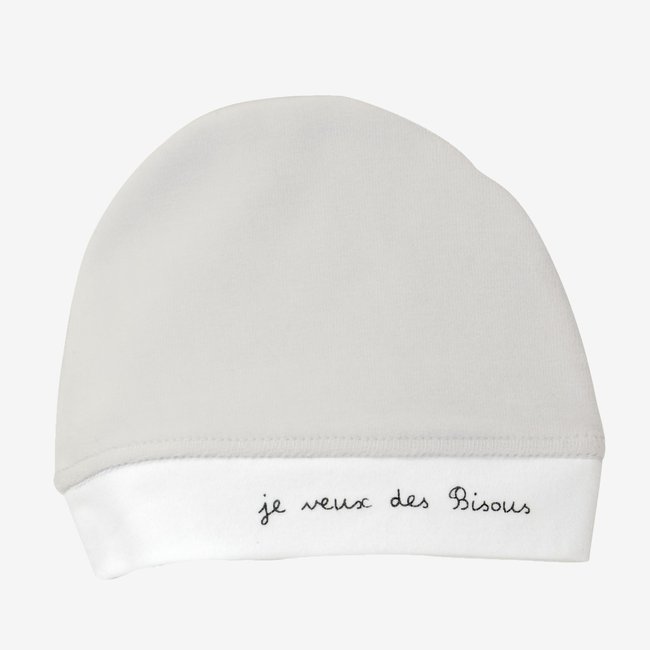 Bonnet de naissance gris <span itemprop=