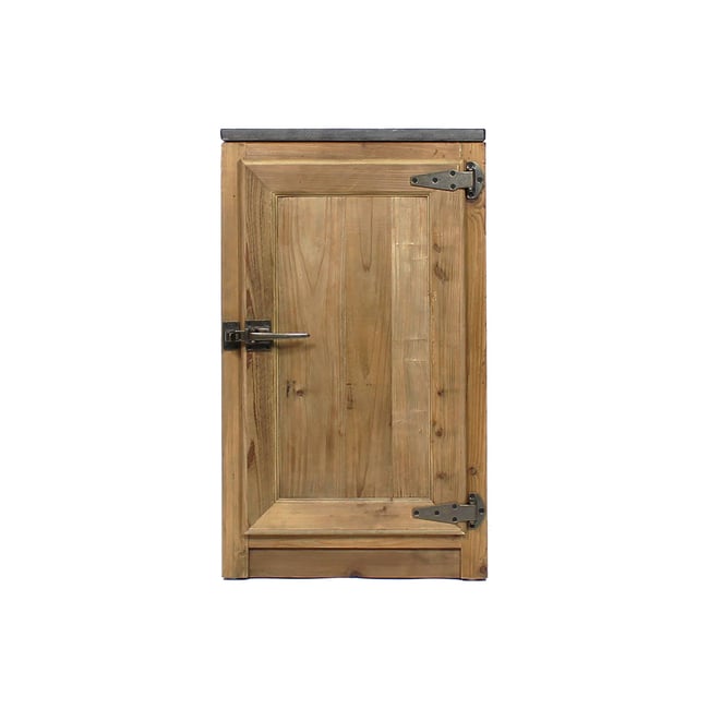 Meuble bas de cuisine en bois recyclé et pierre bleue CHAMPÊTRE Couleur bois clair <span itemprop=