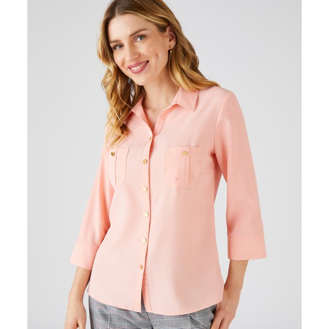 Chemisier boutons fantaisie rose pêche <span itemprop=