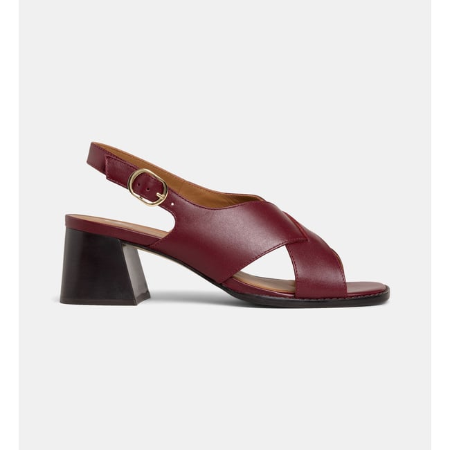 Sandales portefeuille à talons béatrice cuir bordeaux <span itemprop=