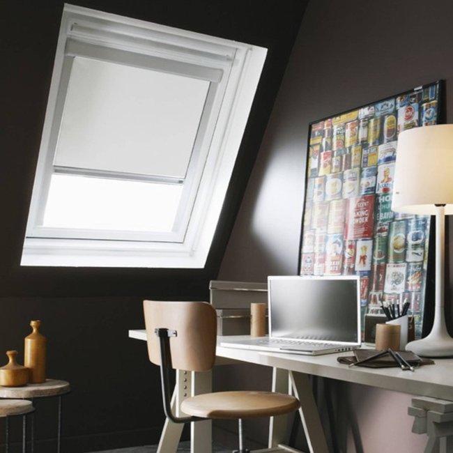 Store de toit occultant cadre blanc compatible VELUX® blanc <span itemprop=