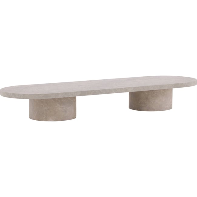 Table basse ovale bois TONENTER Couleur marbre clair <span itemprop=