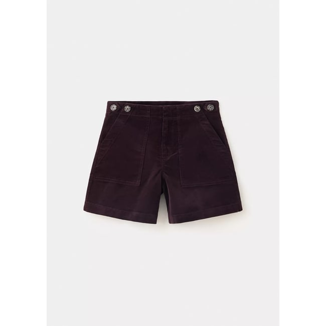Shorts en velours côtelé avec détail de boutons violet <span itemprop=