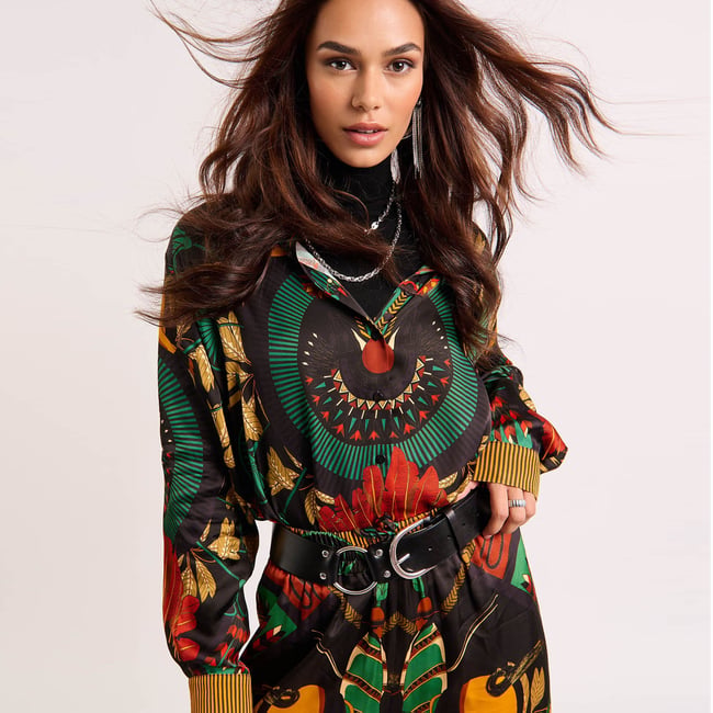 Chemise à motifs BONAVENTURE MACHU PICHU noir <span itemprop=