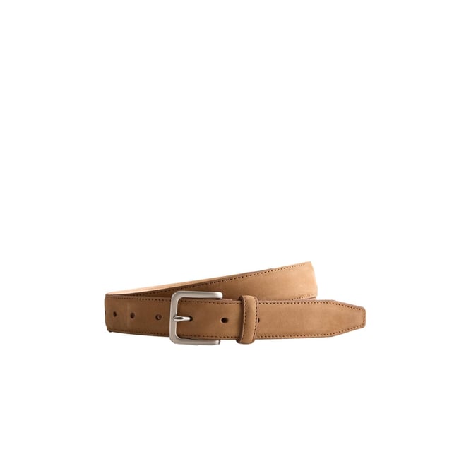 Ceinture en nubuck fabriquée espagne signature marron fauve <span itemprop=