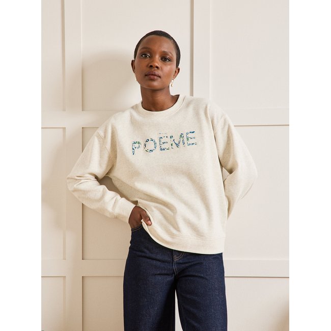 Sweat à message en tissu Liberty coton biologique avoine chine <span itemprop=