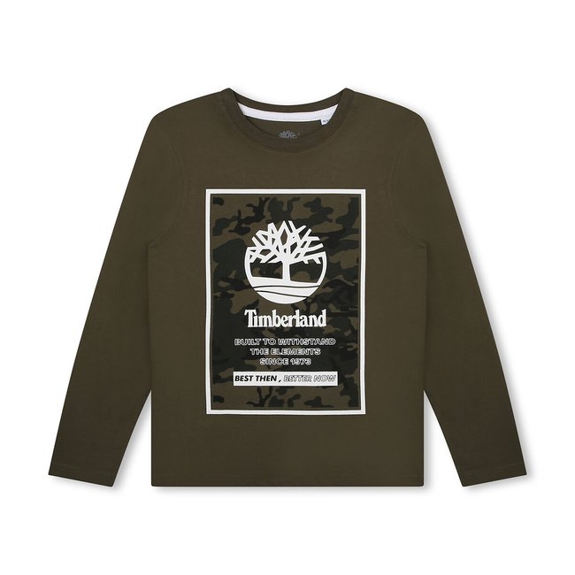 T-shirt manches longues en jersey kaki <span itemprop=