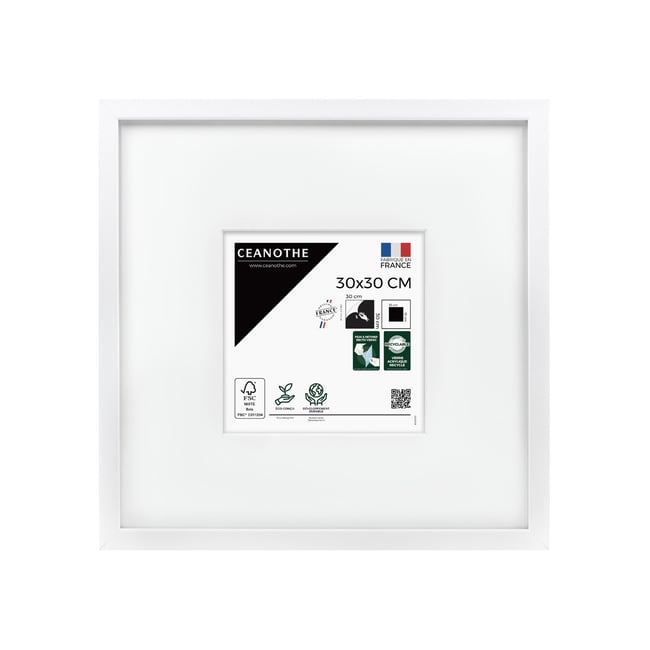 Cadre Photo Avec Passe-partout En Bois WILD Couleur blanc <span itemprop=