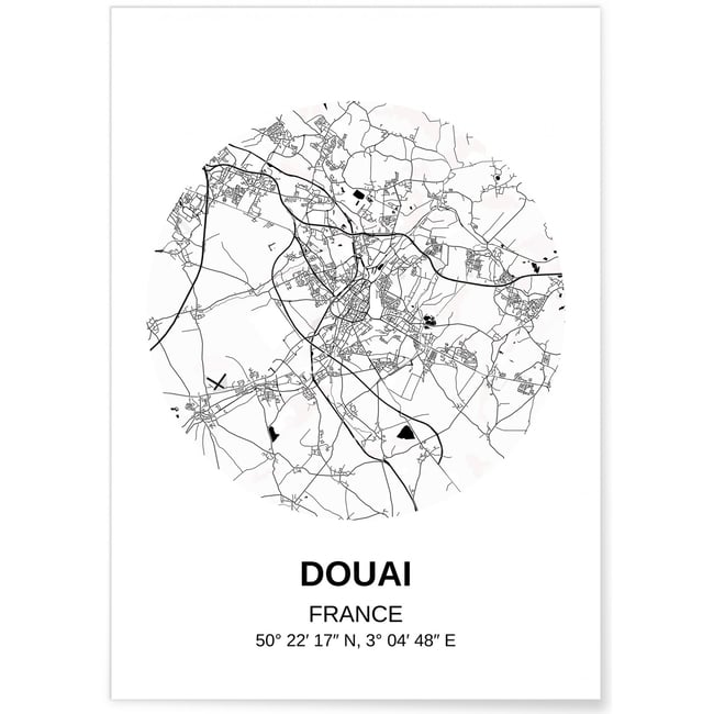 Affiche Carte Douai Couleur blanc <span itemprop=