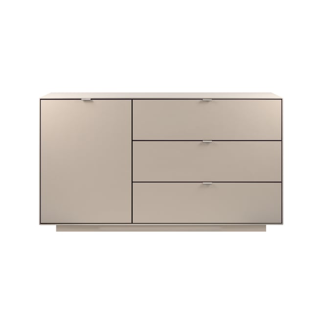 Buffet 1 porte, 3 grands tiroirs VIKA Couleur beige <span itemprop=