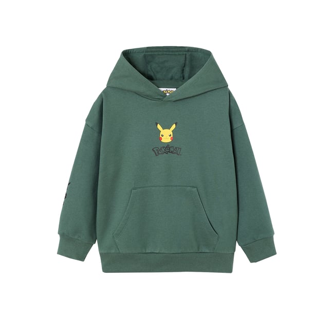 Sweat à capuche Pikachu vert <span itemprop=