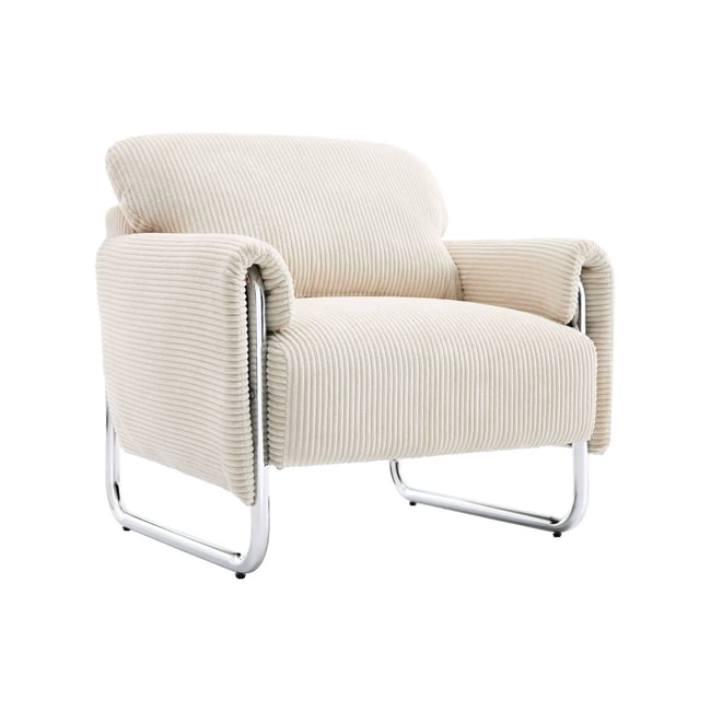 Fauteuil vintage velours côtelé armature chromée VINTAGE - SWEEEK