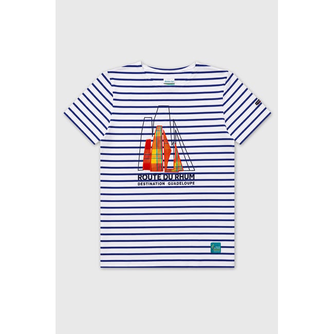 Marinière sérigraphiée Homme - coton léger blanc/etoile <span itemprop=