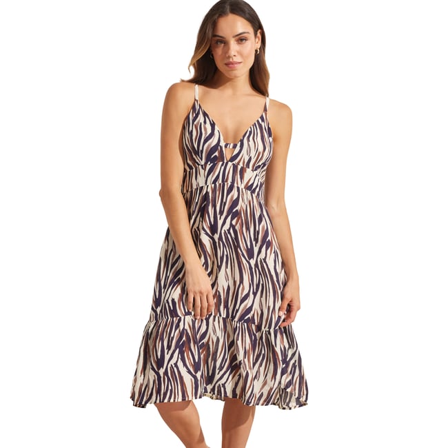 Robe estivale mi-longue SERENGETI ivoire <span itemprop=