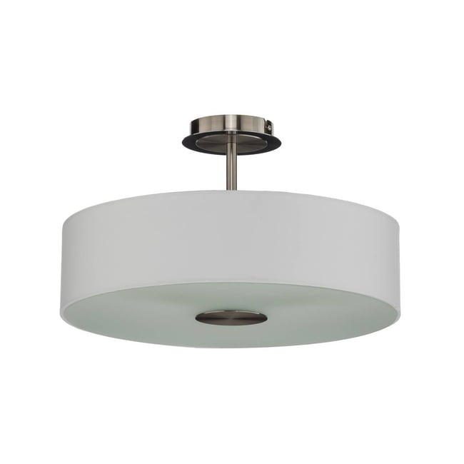 Plafonnier en textile moderne, Josia Couleur blanc, nickel mat, chrome <span itemprop=