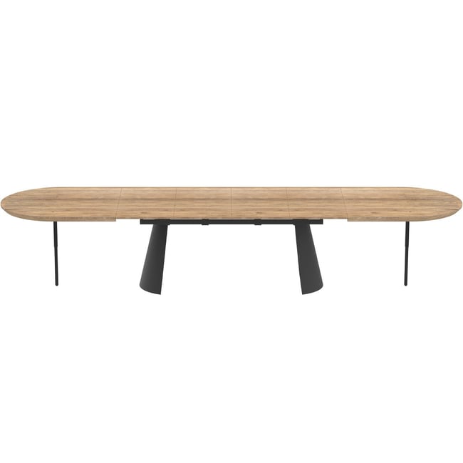 Table à manger ovale extensible 8/16 couverts effet bois - DOURO Couleur bois <span itemprop=