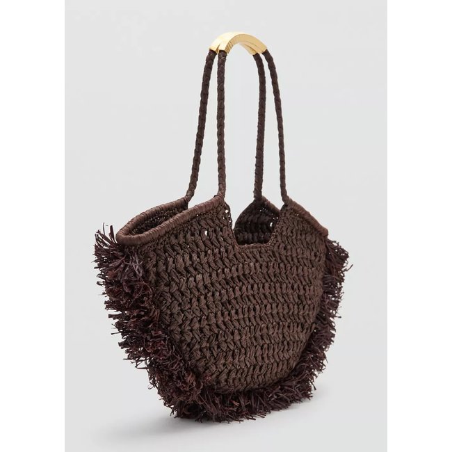 Sac à bandoulière en fibre naturelle chocolat <span itemprop=
