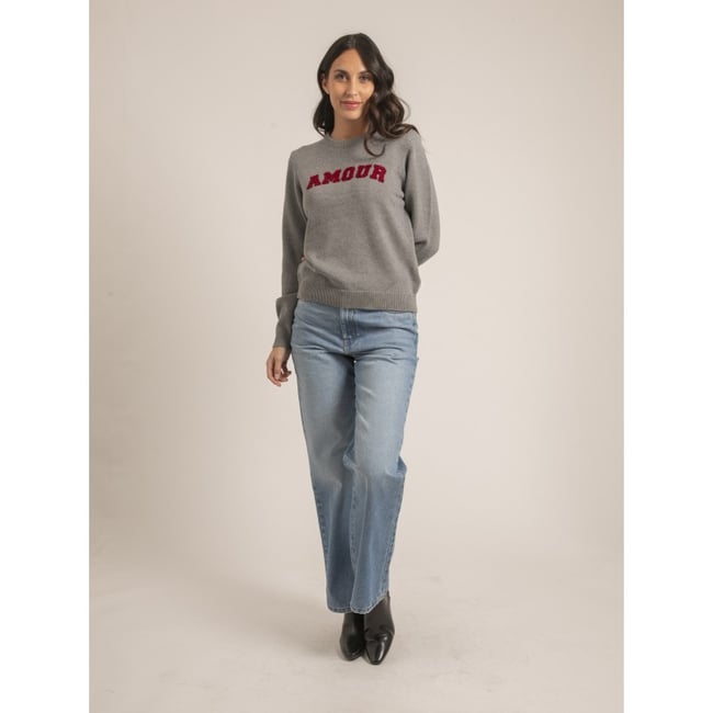 Pull Col Rond Pur Coton Message Kouri - DONA LISA