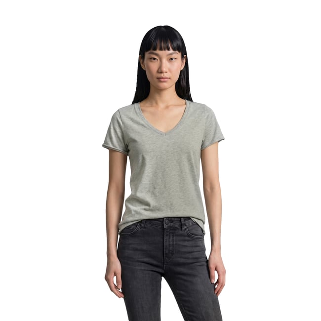T-shirt classique à encolure en V en Organic Cotton Slub Jersey - MARC O’POLO DENIM