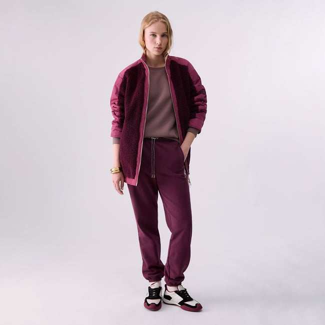 Pantalon molletonné aubergine <span itemprop=