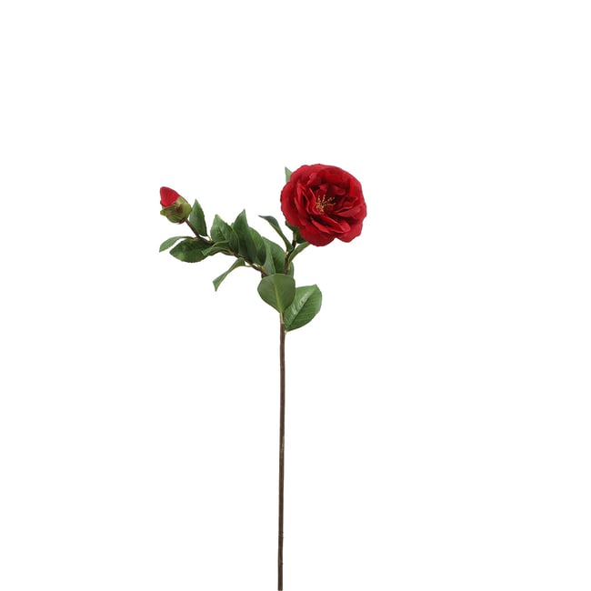 Tige de camélia artificielle H53 Couleur rouge <span itemprop=