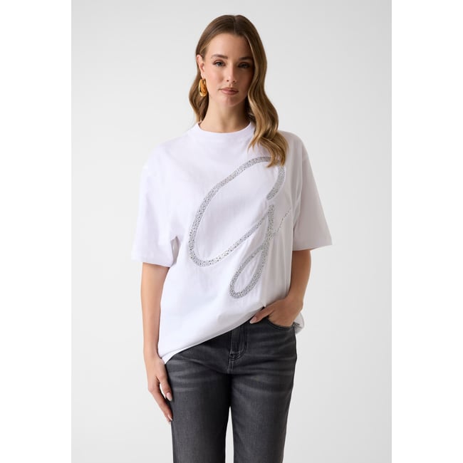 T-Shirt À Logo Surdimensionné blanc <span itemprop=
