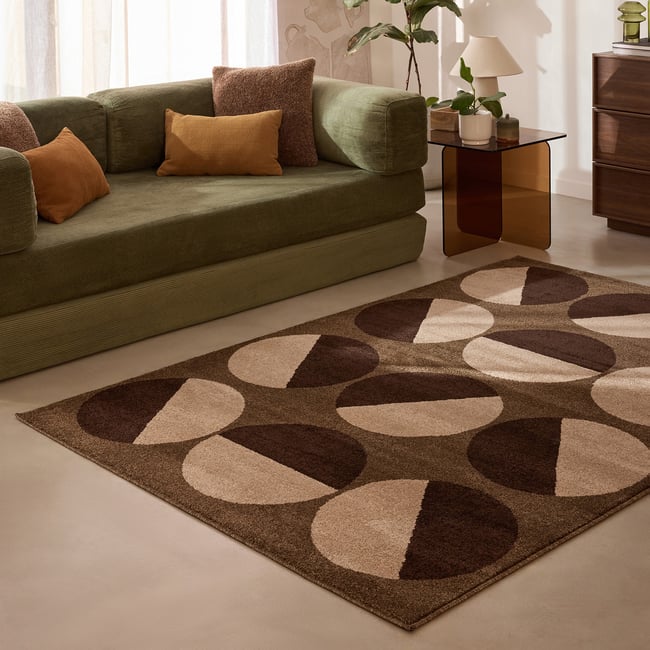 Tapis intérieur design graphique SANTAL Couleur marron <span itemprop=