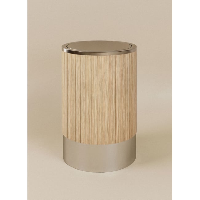 Poubelle (10l)  EDA Couleur bambou naturel chrome <span itemprop=