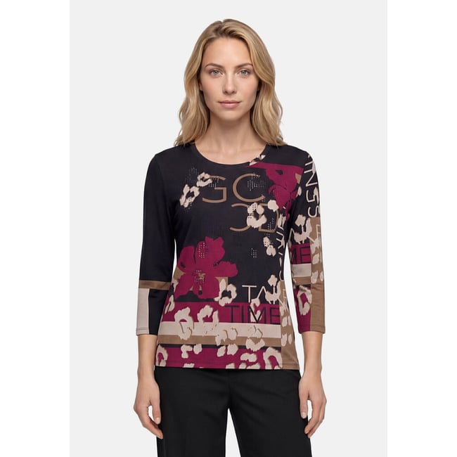 T-shirt basique à encolure ronde black/dark red <span itemprop=