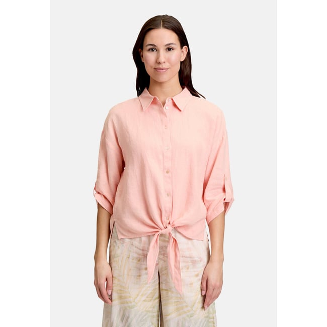 Chemisier en lin à col light peach <span itemprop=